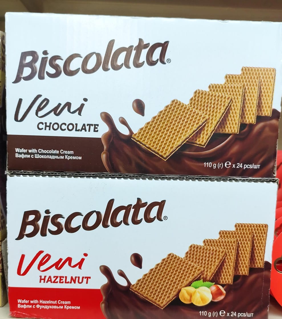 ویفر بیسکولاتا Biscolata کرم فندقی  110 گرم  بسته 24 تایی
