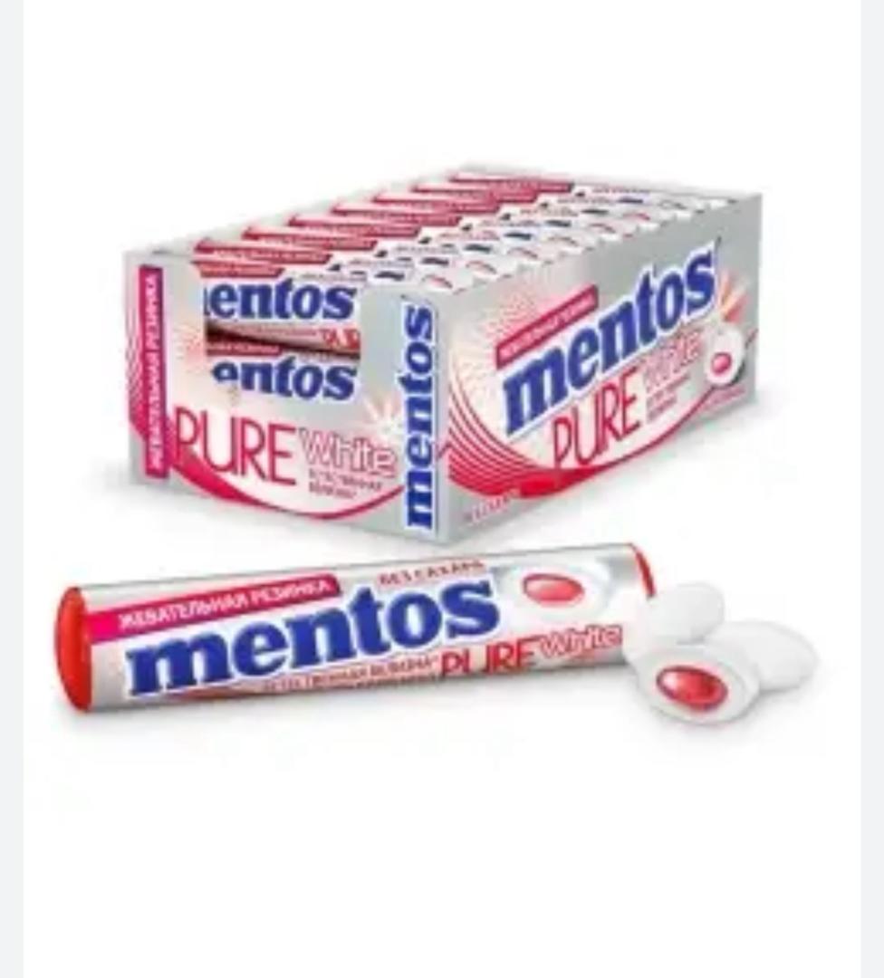 آدامس مغزدار خنک کننده توت فرنگی منتوس 9عددی (mentos) 16 گرمی باکس 24 تایی