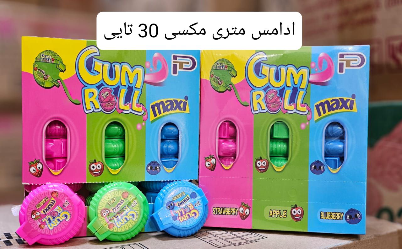 آدامس متری در 3 طعم بسته ۳۰ عددی Gum Roll maxi