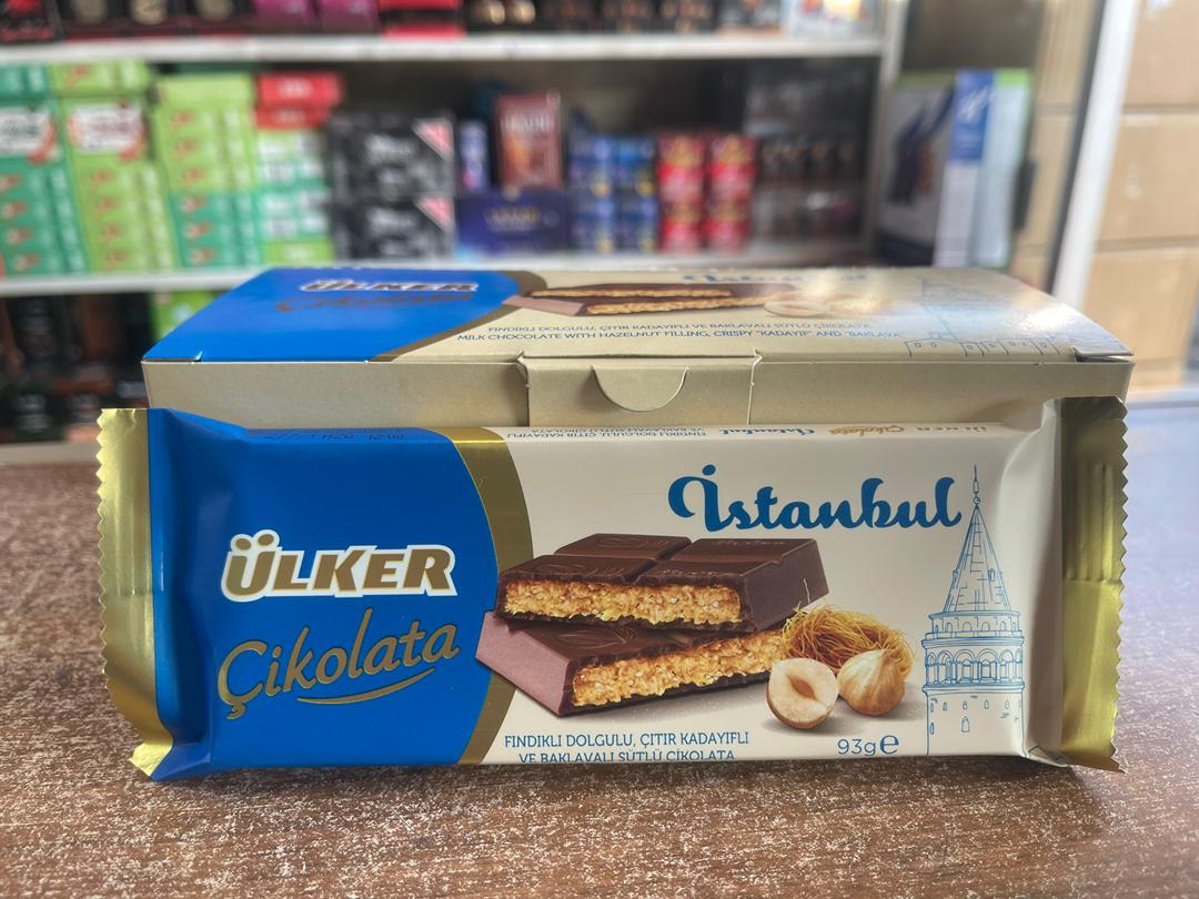 شکلات استانبول اولکر وزن ۹۳ گرم با مغز فندق ulker کارتن 6 تایی
