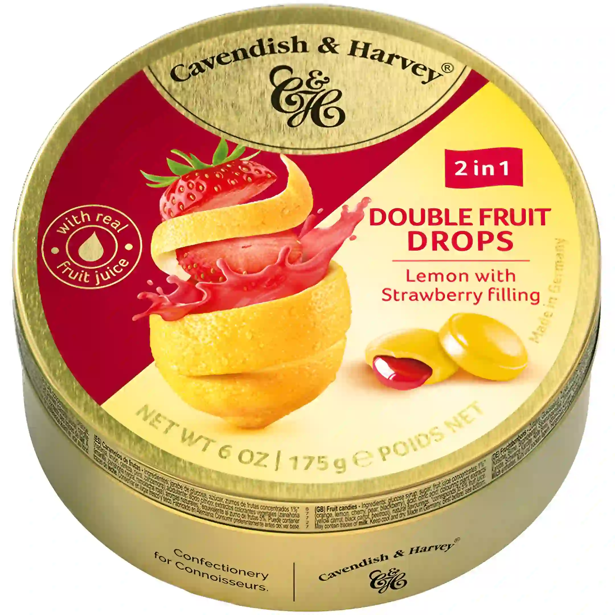 آبنبات کاوندیش لیمو مغز توت فرنگی Cavendish وزن 200 گرم