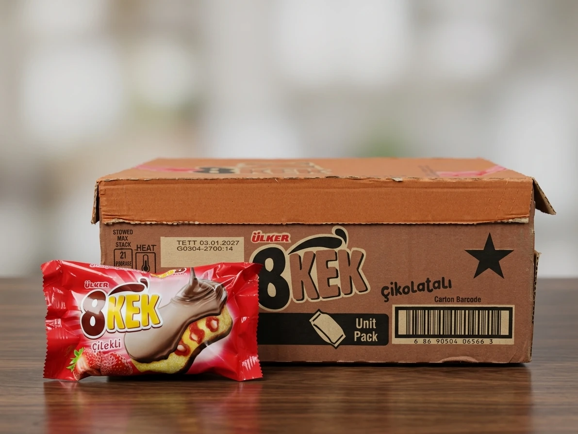 کیک اولکر Ulker 8KEK muzlu حاوی سس آلبالو و  شکلات 55 گرم باکس 24 تایی