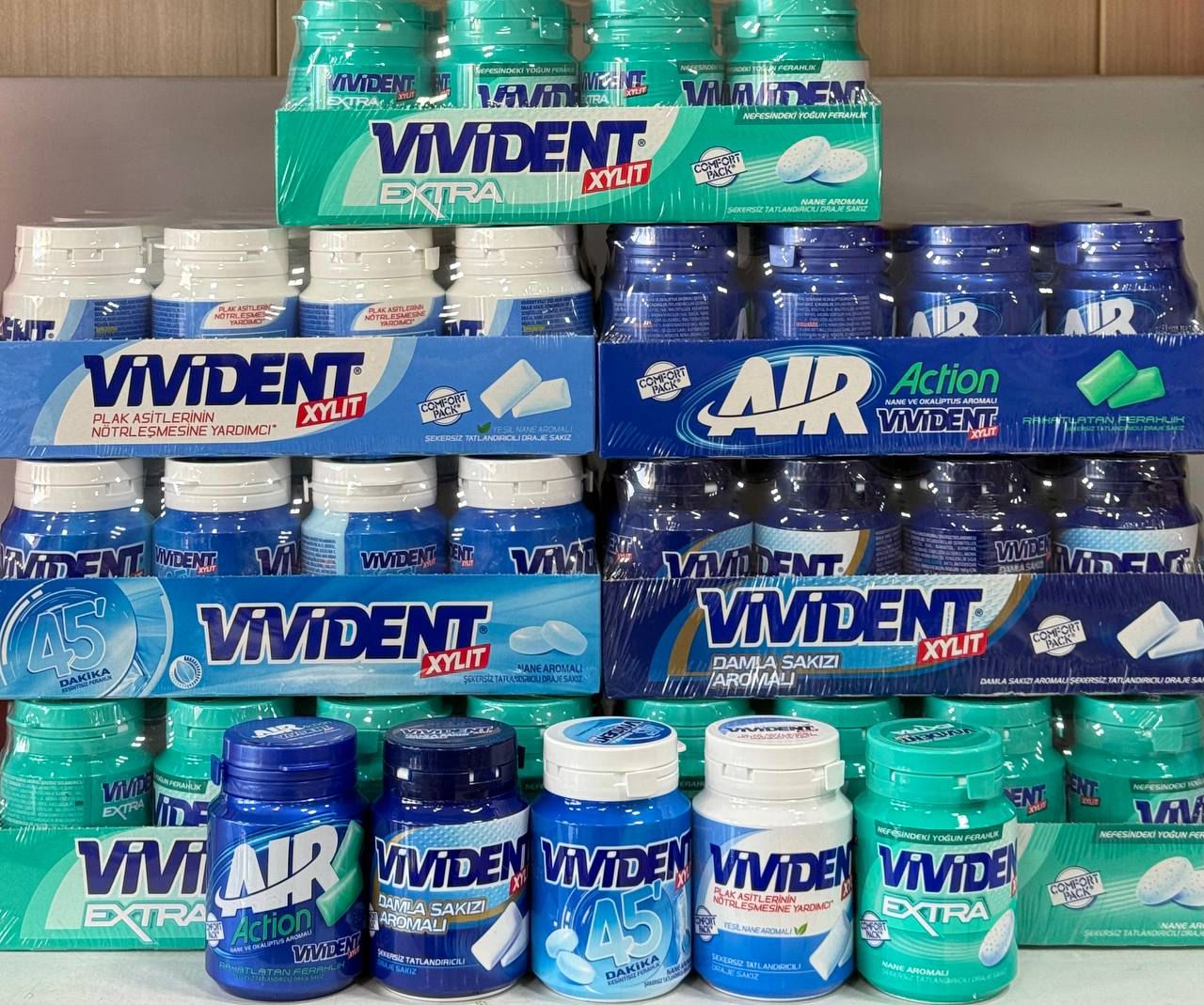 آدامس ویویدنت اصل بسته 12 تایی کارتن 5 عددی  در5 طعم vivident