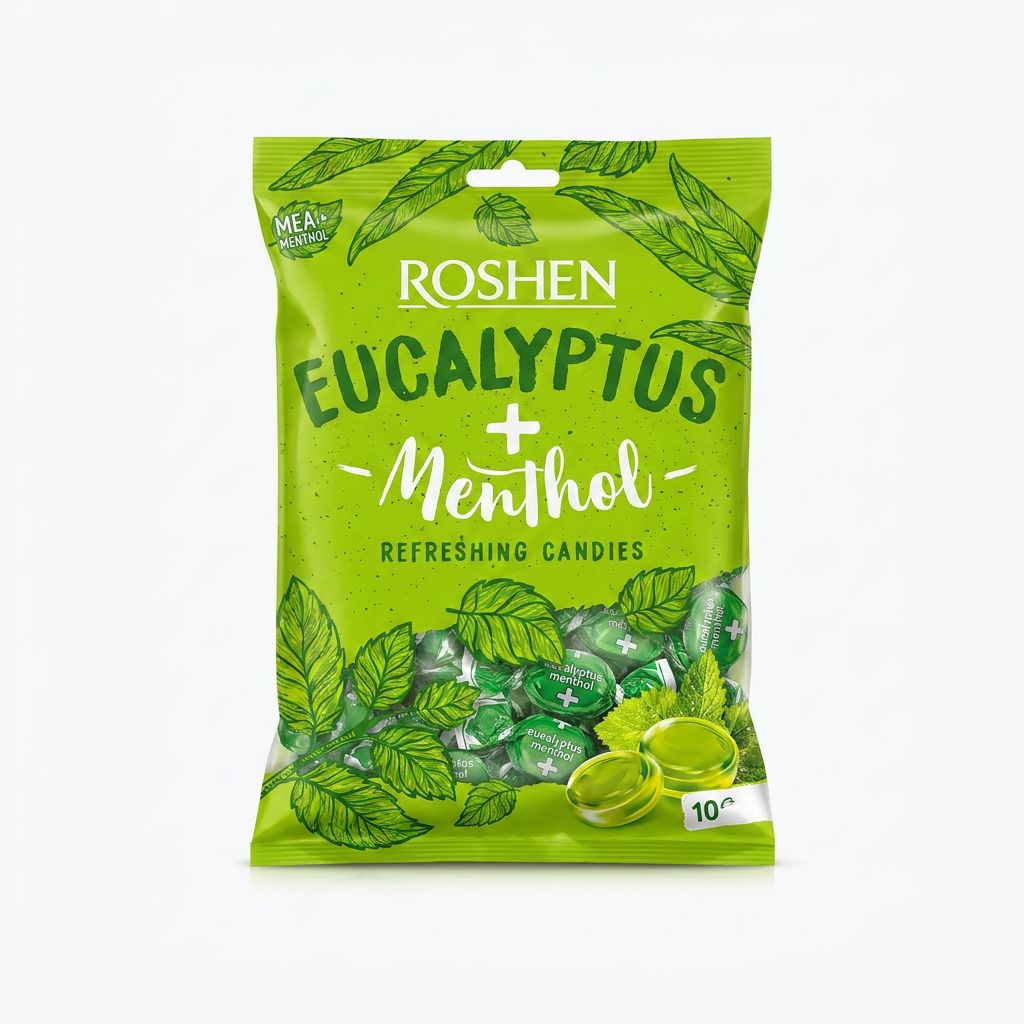 آبنبات نعنایی روشن Roshen با طعم اکالیپتوس و منتول بسته 1 کیلویی
